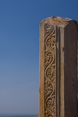 Artistic carvings on the pillars at the outskirts of Melukote