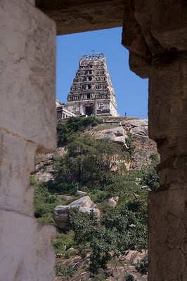 View of the gopuram at Melukote 